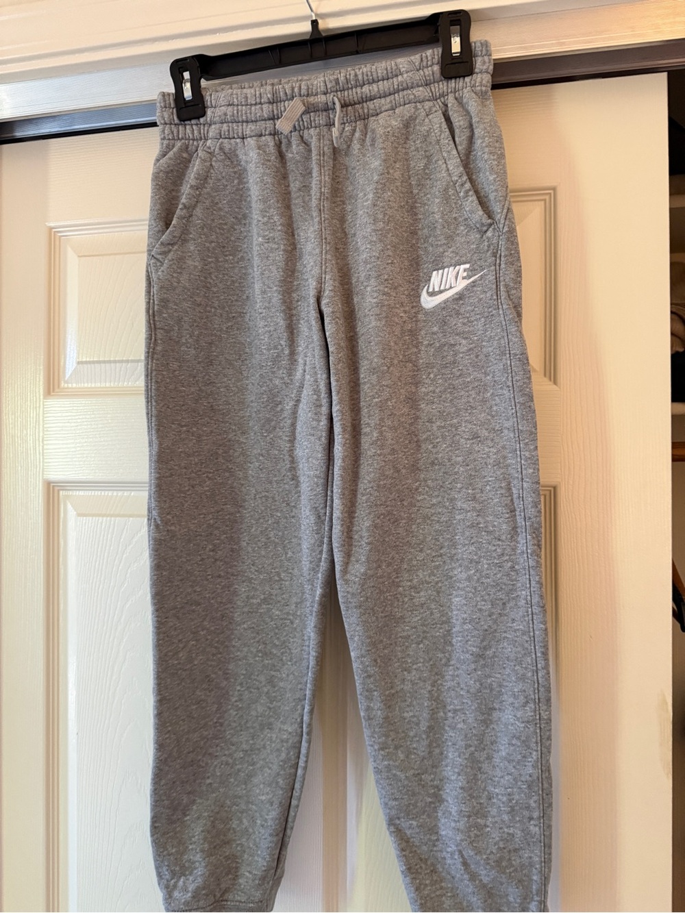 Nike Gray Fleece Joggers with White Logo